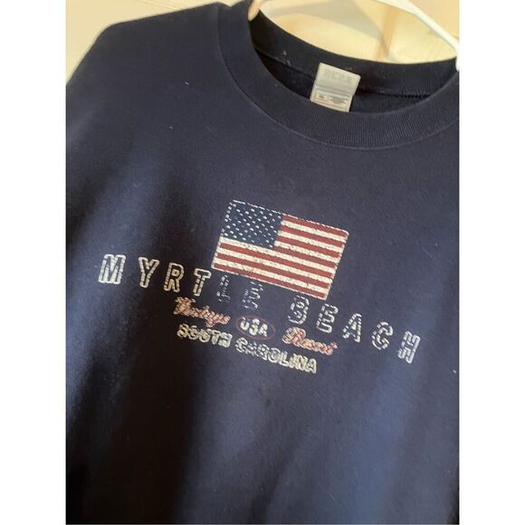 Vintage Myrtle Beach Navy Sweat Shirt L - Picture 3 of 7